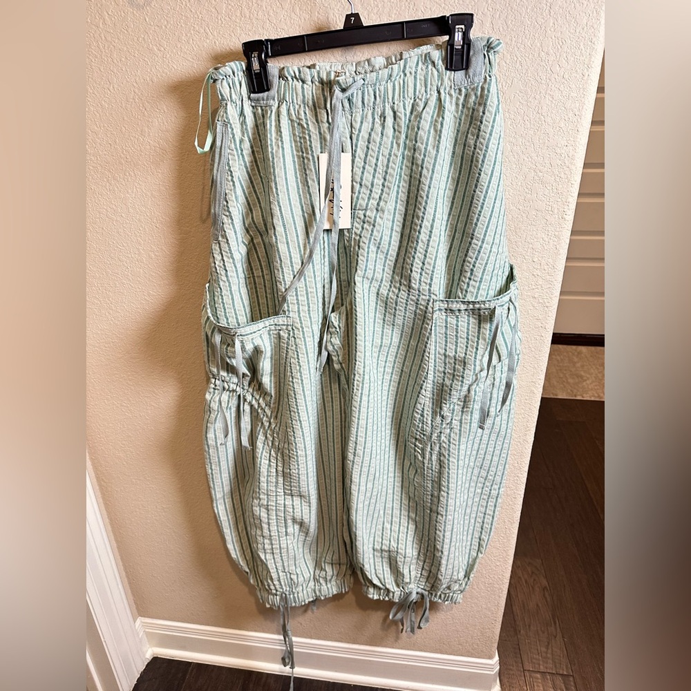 Blue Velvet Light Green Balloon Pants by Poppy & Pine